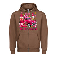 Chestnut Tis' the season pink Christmas gnomes truck Zipper Hoodie - NancyCooperArtShop