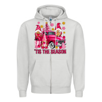 Dove Grey Tis' the season pink Christmas gnomes truck Zipper Hoodie - NancyCooperArtShop