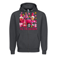 Smoke Tis' the season pink Christmas gnomes truck Zipper Hoodie - NancyCooperArtShop