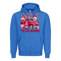 True Royal Tis' the season pink Christmas gnomes truck Zipper Hoodie - NancyCooperArtShop