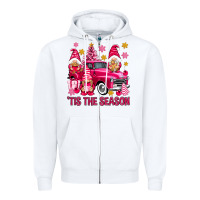 Tis' The Season Pink Christmas Gnomes Truck Zipper Hoodie | Teevron