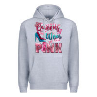 Heather Grey Queens wear pink Breast Cancer Premium Hoodie - NancyCooperArtShop
