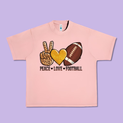 Peace Love Football Urban Heavy Tee Designed By Adodesignshop