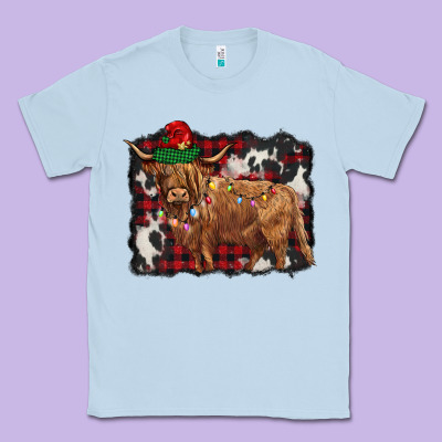 Christmas Highland Cow Classic Tee Designed By Barkaloodesign