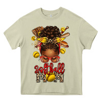 Softball Mom Afro Messy Bun Heavy Core Tee | Teevron