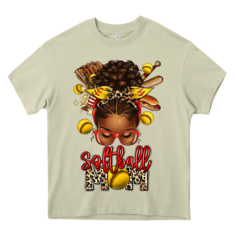 Softball Mom Afro Messy Bun Heavy Core Tee by texasbilliewilder | Teevron