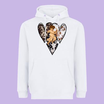 Country Cupid Valentine Cowhide Heart Heavyweight Hoodie Designed By Bettercallsaul