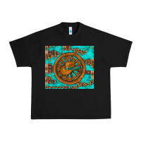 Black cowboy hat turquoise aztec background old wheel Urban Heavy Tee - Artiststas