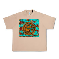 Cowboy Hat Turquoise Aztec Background Old Wheel Urban Heavy Tee | Teevron
