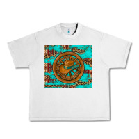 Lunar Rock cowboy hat turquoise aztec background old wheel Urban Heavy Tee - Artiststas