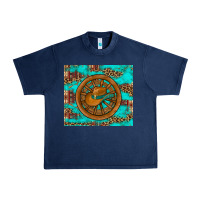Navy cowboy hat turquoise aztec background old wheel Urban Heavy Tee - Artiststas