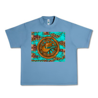 Pebble Blue cowboy hat turquoise aztec background old wheel Urban Heavy Tee - Artiststas