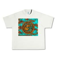 Pistachio cowboy hat turquoise aztec background old wheel Urban Heavy Tee - Artiststas