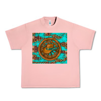 Salmon cowboy hat turquoise aztec background old wheel Urban Heavy Tee - Artiststas