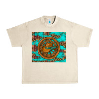 Sandshell cowboy hat turquoise aztec background old wheel Urban Heavy Tee - Artiststas