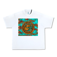 White cowboy hat turquoise aztec background old wheel Urban Heavy Tee - Artiststas