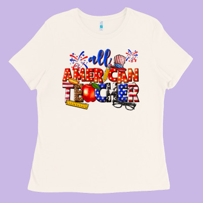 All American Teacher Ladies Tee Designed By Texasbilliewilder