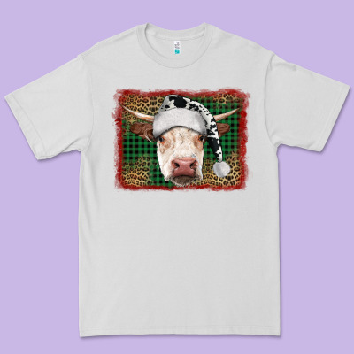 Christmas Cow With Background Premium Tee Designed By Ranaportraitstore
