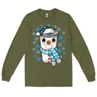 Army Green snowman coffee cup Long Sleeve Tee - JahusDesignShop