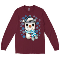 Burgundy snowman coffee cup Long Sleeve Tee - JahusDesignShop