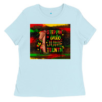 Baby Blue steppin into juneteenth Ladies Tee - Zillion Design Studio