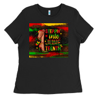 Black steppin into juneteenth Ladies Tee - Zillion Design Studio