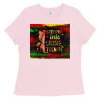 Bubblegum Pink steppin into juneteenth Ladies Tee - Zillion Design Studio