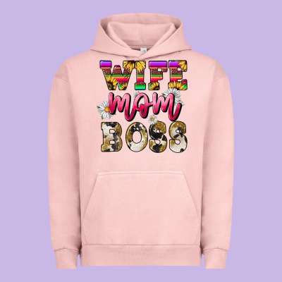 Wife Mom Boss Daisy Mother's Day Urban Hoodie Designed By Howdyjamesfarm