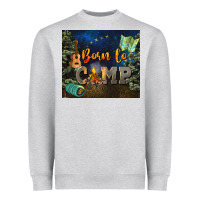 Heather Grey born to camp Heavyweight Sweatshirt - NancyCooperArtShop