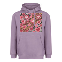 Lavender valentine's day hearts with leopard and cowhide Heavyweight Hoodie - RanaPortraitStore