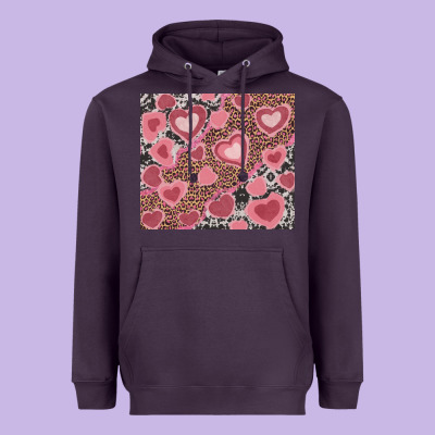 Valentine's Day Hearts With Leopard And Cowhide Heavyweight Hoodie Designed By Ranaportraitstore