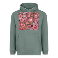 Sage valentine's day hearts with leopard and cowhide Heavyweight Hoodie - RanaPortraitStore