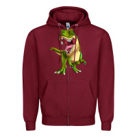 Burgundy T-rex Zipper Hoodie - MaliasSmallBusiness