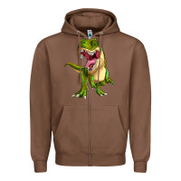 Chestnut T-rex Zipper Hoodie - MaliasSmallBusiness