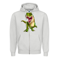 Dove Grey T-rex Zipper Hoodie - MaliasSmallBusiness
