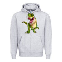 Heather Grey T-rex Zipper Hoodie - MaliasSmallBusiness