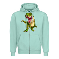 Seafoam T-rex Zipper Hoodie - MaliasSmallBusiness