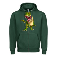 Sports Green T-rex Zipper Hoodie - MaliasSmallBusiness