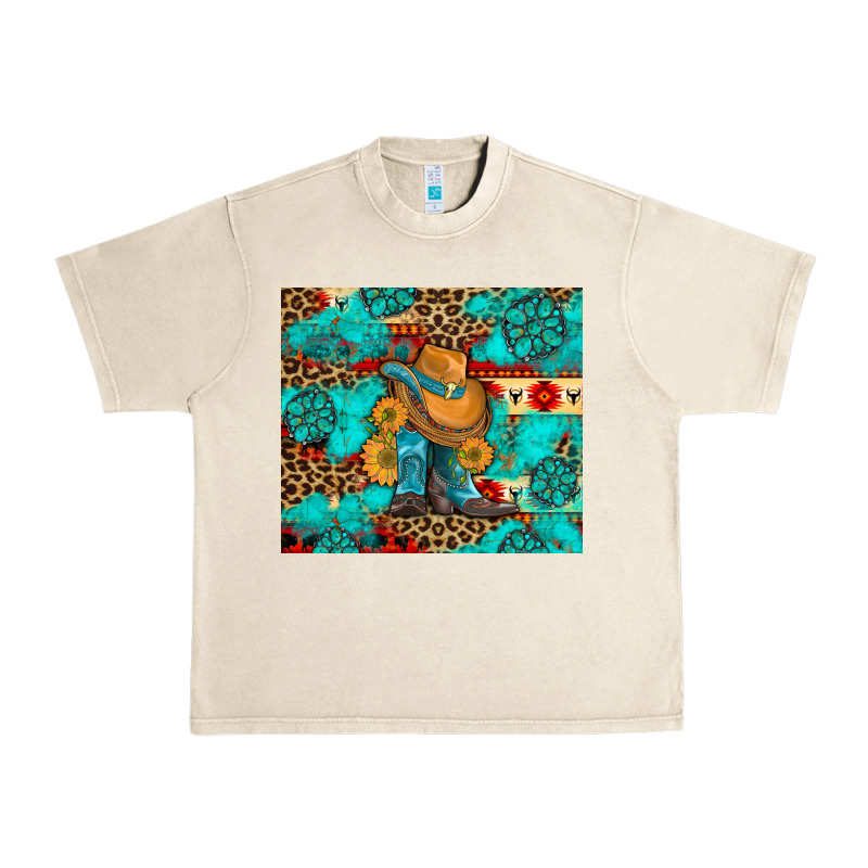 Cowboy Boots With Turquoise And Aztec Urban Heavy Tee by Artiststas | Teevron