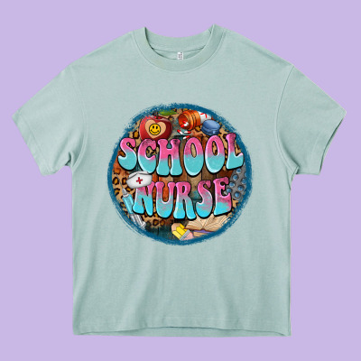 Western Groovy School Nurse Heavy Core Tee Designed By Barkaloodesign
