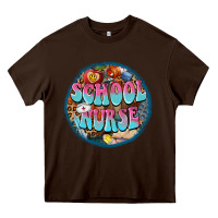 Chocolate Brown western groovy school nurse Heavy Core Tee - BarkalooDesign