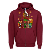 Burgundy The real gift is Jesus Zipper Hoodie - NancyCooperArtShop
