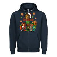 Navy The real gift is Jesus Zipper Hoodie - NancyCooperArtShop