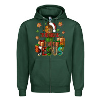Sports Green The real gift is Jesus Zipper Hoodie - NancyCooperArtShop