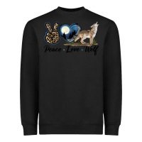 Black Peace Love Wolf Heavyweight Sweatshirt - LillyAllenDesigns
