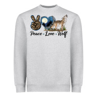 Heather Grey Peace Love Wolf Heavyweight Sweatshirt - LillyAllenDesigns