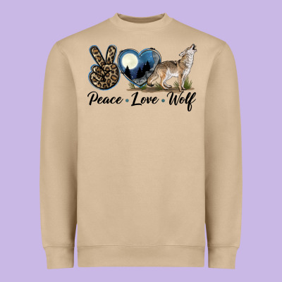 Peace Love Wolf Heavyweight Sweatshirt Designed By Lillyallendesigns