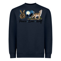 Navy Peace Love Wolf Heavyweight Sweatshirt - LillyAllenDesigns
