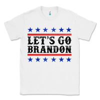 White Let's Go Brandon American Flag Classic Tee - Jasminsmagicworld