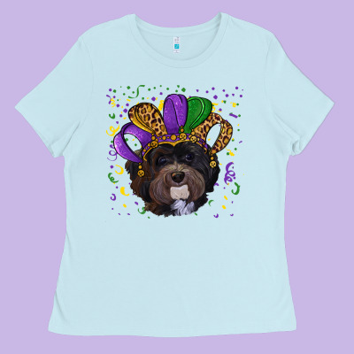Mardi Gras Hat Havanese Dog Ladies Tee Designed By Ranaportraitstore